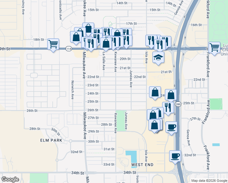 map of restaurants, bars, coffee shops, grocery stores, and more near 6303 23rd Street in Lubbock