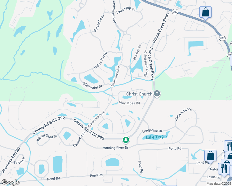 map of restaurants, bars, coffee shops, grocery stores, and more near 146 Grey Moss Road in Murrells Inlet