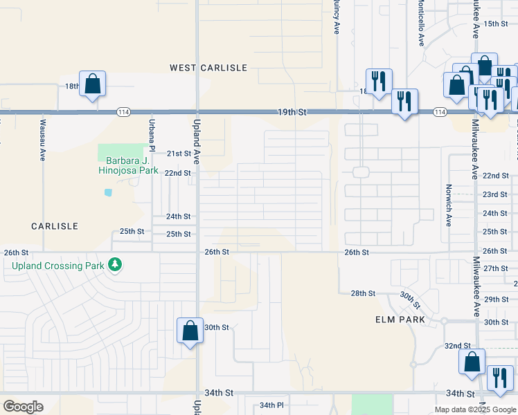 map of restaurants, bars, coffee shops, grocery stores, and more near 7103 23rd Street in Lubbock
