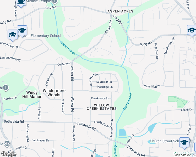 map of restaurants, bars, coffee shops, grocery stores, and more near 6671 Grouse Lane in Riverdale