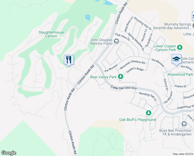map of restaurants, bars, coffee shops, grocery stores, and more near 22917 Belcara Place in Murrieta