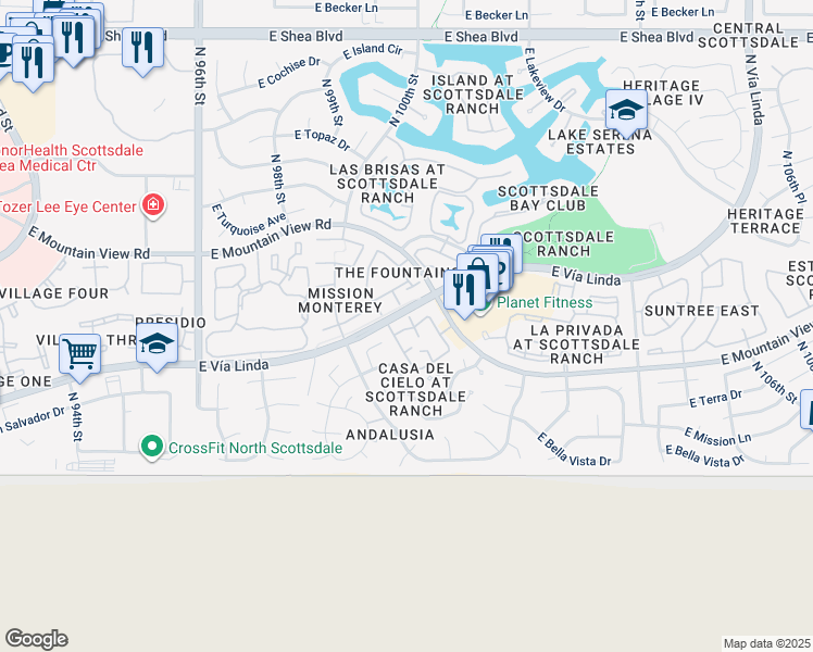 map of restaurants, bars, coffee shops, grocery stores, and more near 7 East Apartment in Scottsdale