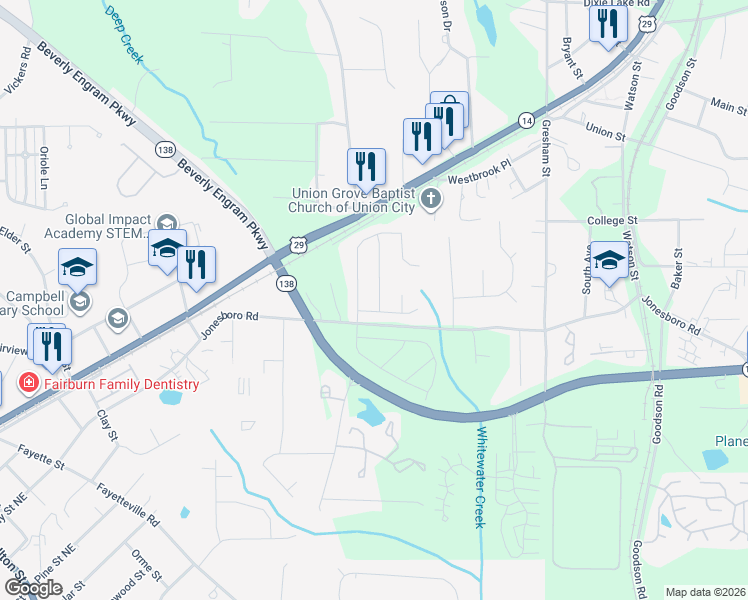 map of restaurants, bars, coffee shops, grocery stores, and more near 3509 Brookstone Way in Union City
