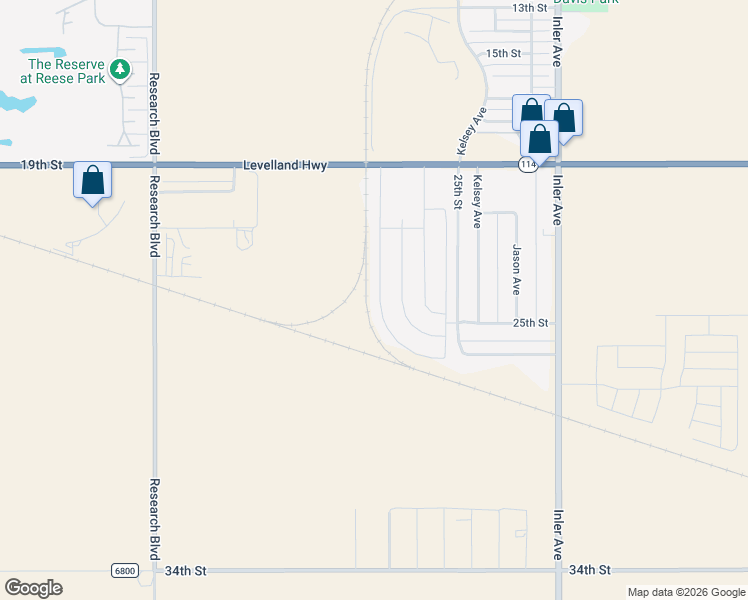 map of restaurants, bars, coffee shops, grocery stores, and more near 8981-8999 25th Street in Lubbock