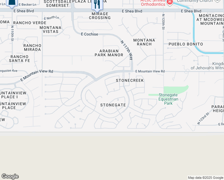 map of restaurants, bars, coffee shops, grocery stores, and more near 11638 East Carol Avenue in Scottsdale