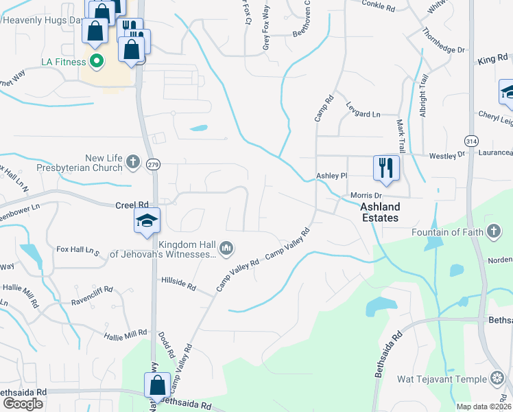 map of restaurants, bars, coffee shops, grocery stores, and more near 6897 Estepona Street in Atlanta