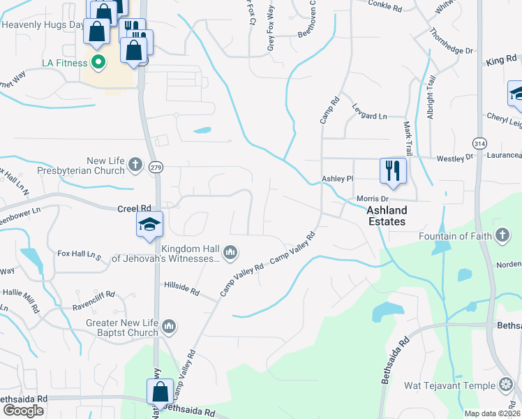 map of restaurants, bars, coffee shops, grocery stores, and more near 6897 Estepona Street in Atlanta