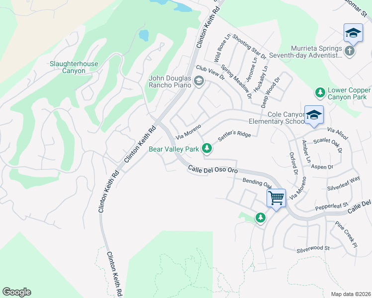 map of restaurants, bars, coffee shops, grocery stores, and more near 23312 White Oak Lane in Murrieta