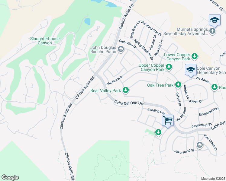 map of restaurants, bars, coffee shops, grocery stores, and more near 23312 White Oak Lane in Murrieta