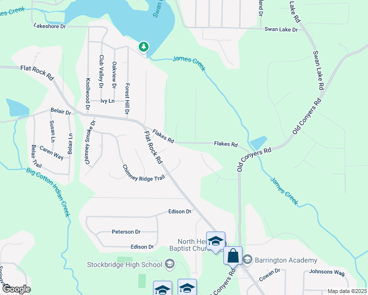map of restaurants, bars, coffee shops, grocery stores, and more near 40 Flakes Road in Stockbridge