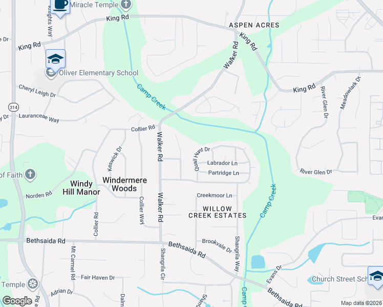 map of restaurants, bars, coffee shops, grocery stores, and more near 1000 Quail Hunt Dr in Riverdale