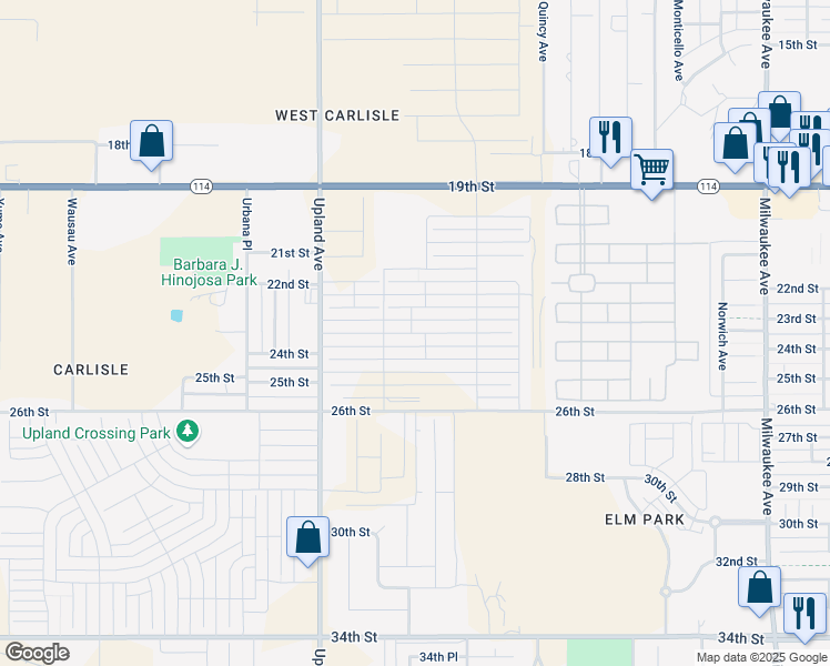 map of restaurants, bars, coffee shops, grocery stores, and more near 7103 23rd Street in Lubbock