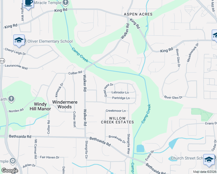 map of restaurants, bars, coffee shops, grocery stores, and more near 1000 Quail Hunt Drive in Riverdale