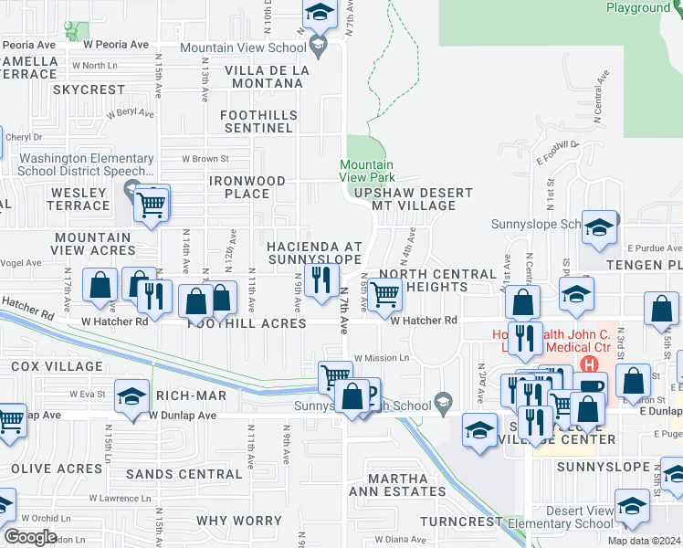 map of restaurants, bars, coffee shops, grocery stores, and more near in Phoenix