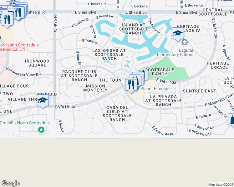 map of restaurants, bars, coffee shops, grocery stores, and more near 7 East Apartment in Scottsdale