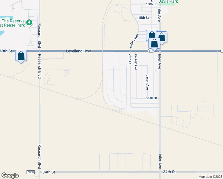 map of restaurants, bars, coffee shops, grocery stores, and more near 8981-8999 25th Street in Lubbock