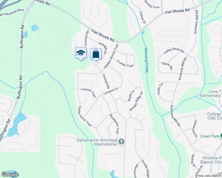 map of restaurants, bars, coffee shops, grocery stores, and more near 3635 Leisure Lane in College Park