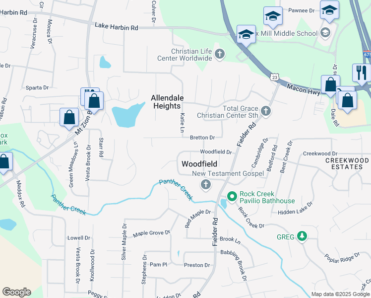 map of restaurants, bars, coffee shops, grocery stores, and more near 2930 Woodfield Drive in Rex