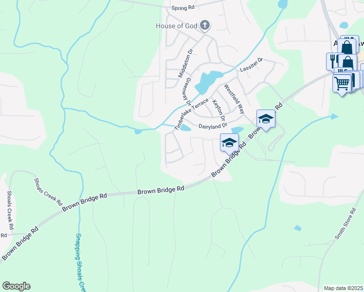map of restaurants, bars, coffee shops, grocery stores, and more near 65 Franklin Way in Covington