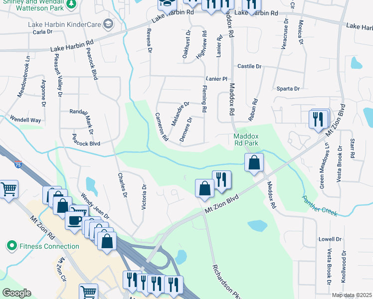 map of restaurants, bars, coffee shops, grocery stores, and more near 6687 Cameron Road in Morrow