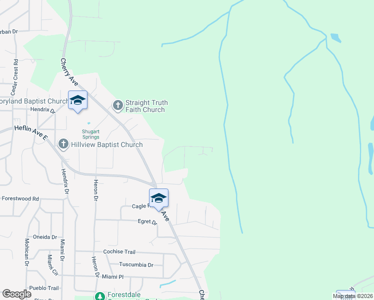 map of restaurants, bars, coffee shops, grocery stores, and more near 1101 Graham Drive in Birmingham