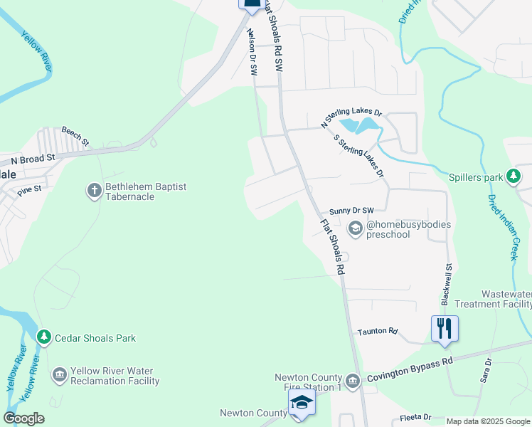map of restaurants, bars, coffee shops, grocery stores, and more near 10177 Twin Oaks Drive in Covington