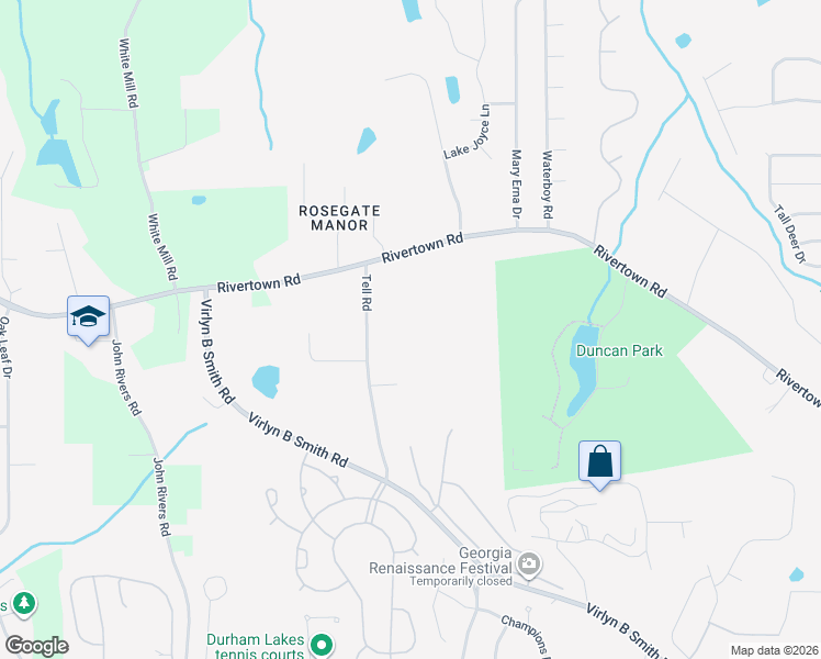 map of restaurants, bars, coffee shops, grocery stores, and more near 6770 Tell Road in Fairburn