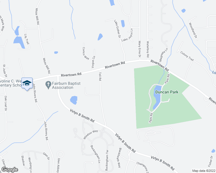 map of restaurants, bars, coffee shops, grocery stores, and more near 6770 Tell Road in Fairburn