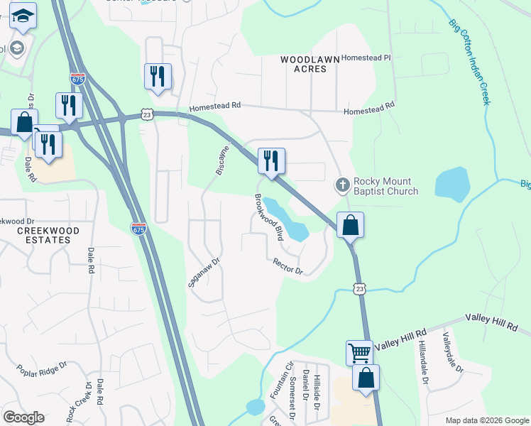 map of restaurants, bars, coffee shops, grocery stores, and more near 6656 Sunset Park in Rex