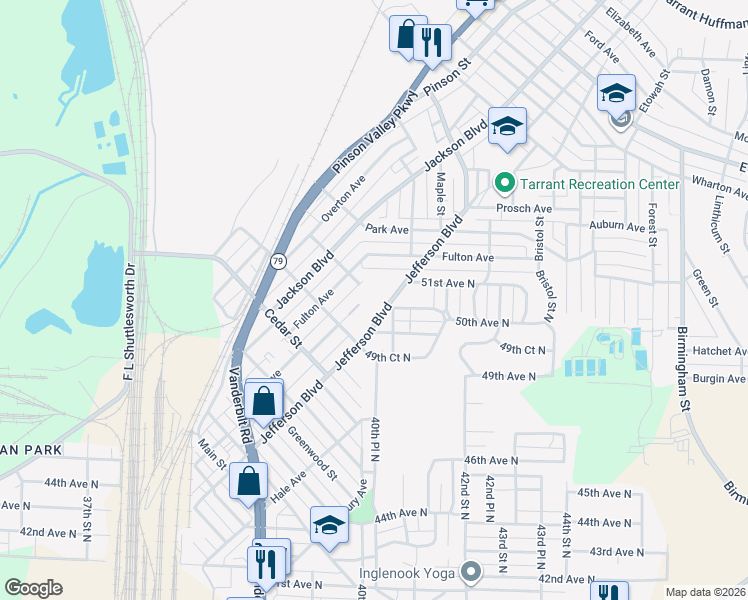 map of restaurants, bars, coffee shops, grocery stores, and more near 830 Jefferson Boulevard in Birmingham