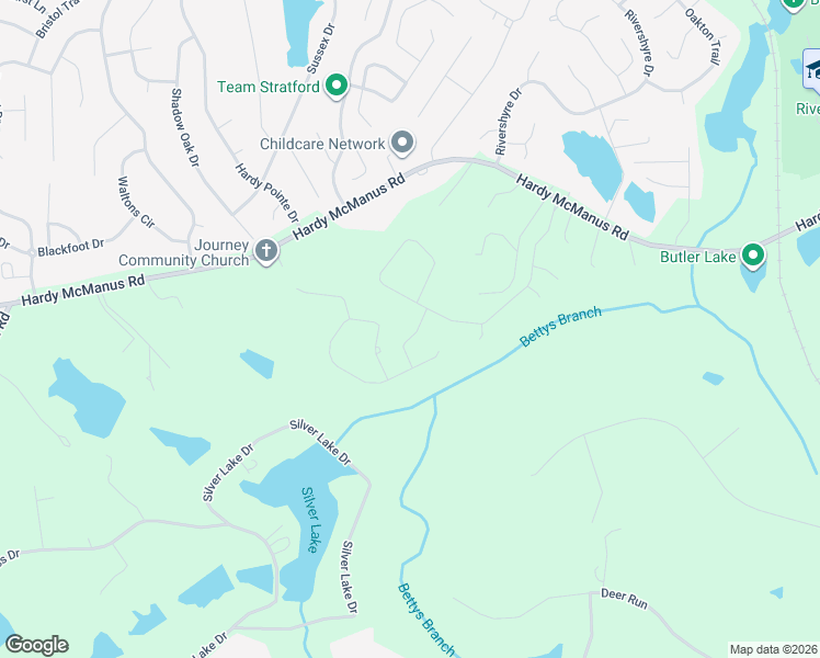 map of restaurants, bars, coffee shops, grocery stores, and more near 445 River Oaks Way in Evans