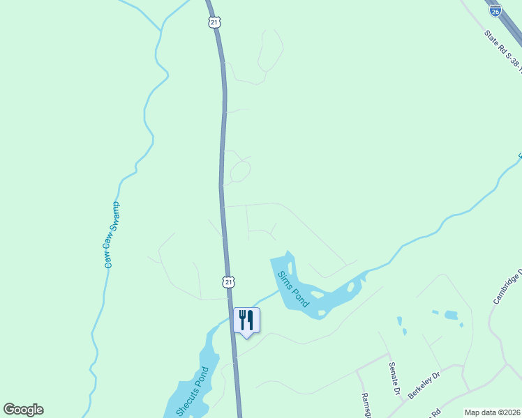 map of restaurants, bars, coffee shops, grocery stores, and more near 134 Ginger Lake Drive in Orangeburg