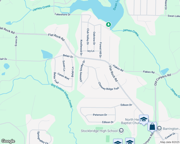 map of restaurants, bars, coffee shops, grocery stores, and more near 10 Burnt Hickory Court in Stockbridge