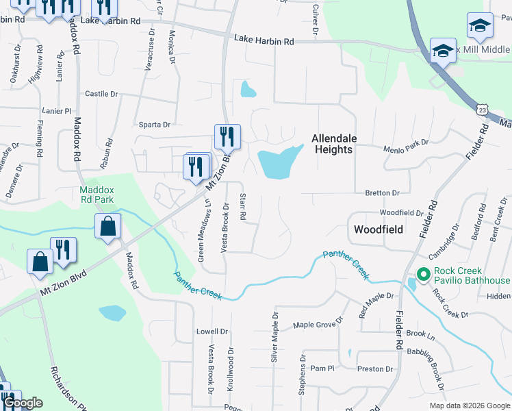 map of restaurants, bars, coffee shops, grocery stores, and more near 6649 Londonderry Drive in Morrow