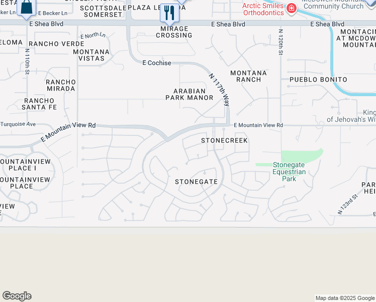 map of restaurants, bars, coffee shops, grocery stores, and more near 11638 East Carol Avenue in Scottsdale