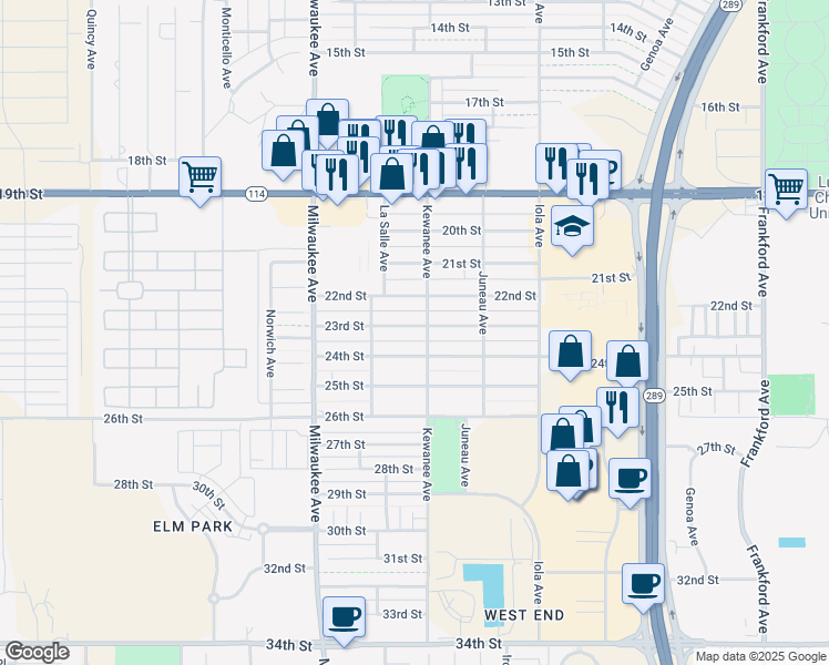map of restaurants, bars, coffee shops, grocery stores, and more near 6303 23rd Street in Lubbock