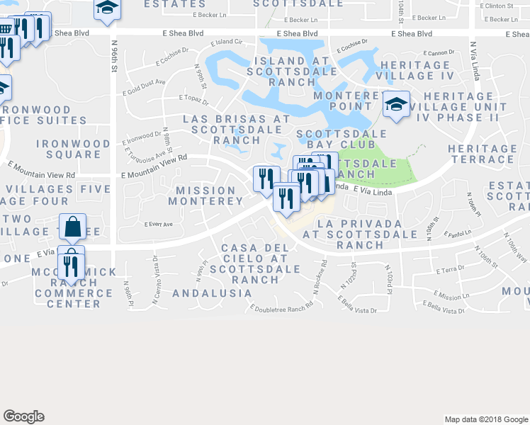map of restaurants, bars, coffee shops, grocery stores, and more near 7 East Apartment in Scottsdale