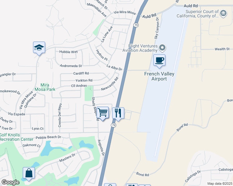 map of restaurants, bars, coffee shops, grocery stores, and more near 37695 Townsville Court in Murrieta