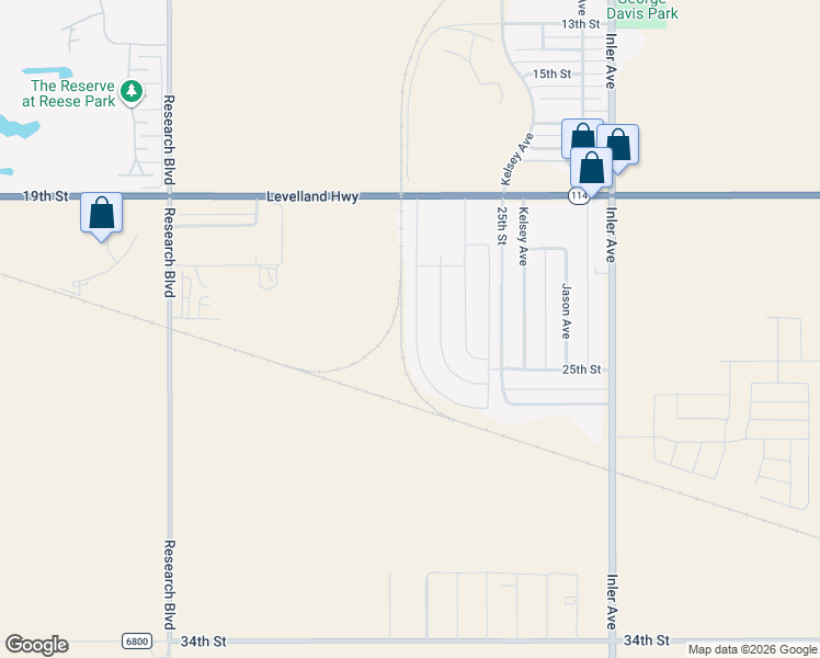 map of restaurants, bars, coffee shops, grocery stores, and more near 8981-8999 25th Street in Lubbock