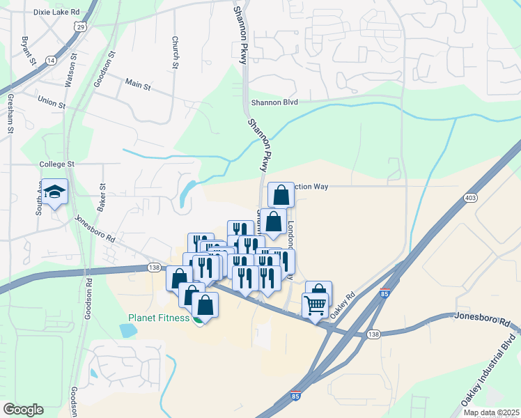 map of restaurants, bars, coffee shops, grocery stores, and more near 6653 Shannon Parkway in Union City