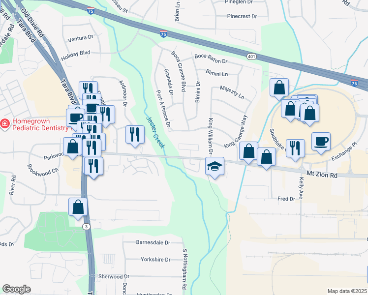 map of restaurants, bars, coffee shops, grocery stores, and more near 850 Mount Zion Road in Jonesboro