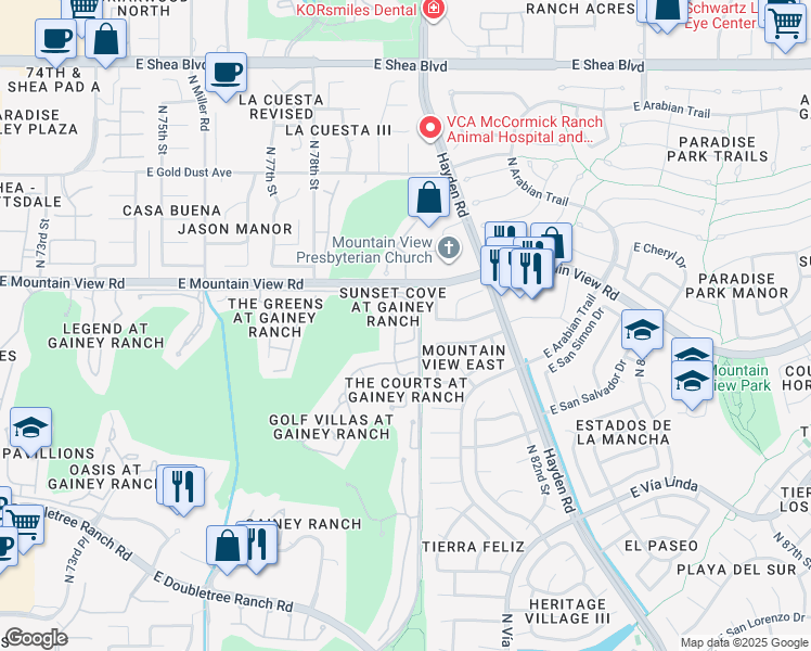 map of restaurants, bars, coffee shops, grocery stores, and more near 9464 North 80th Place in Scottsdale