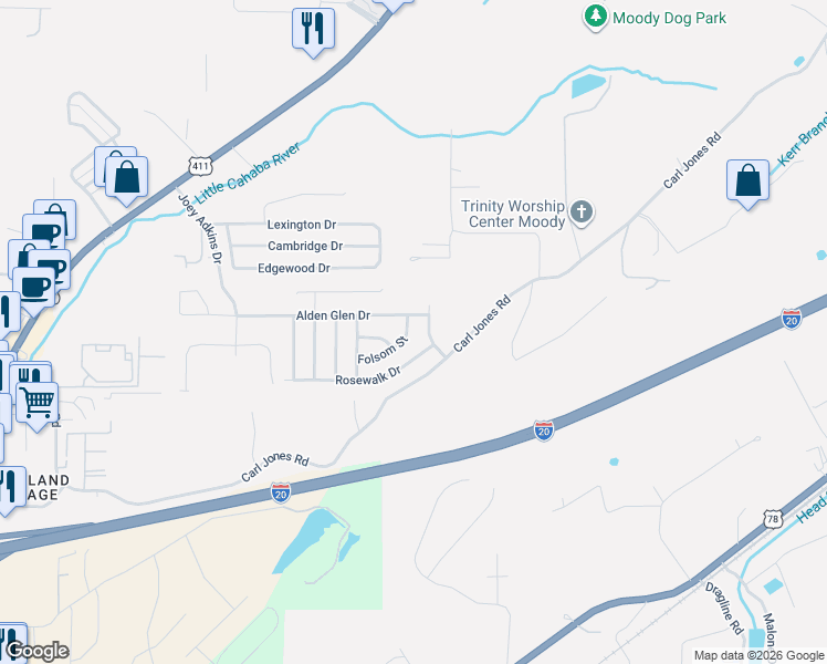 map of restaurants, bars, coffee shops, grocery stores, and more near 2413 Folsom Street in Moody
