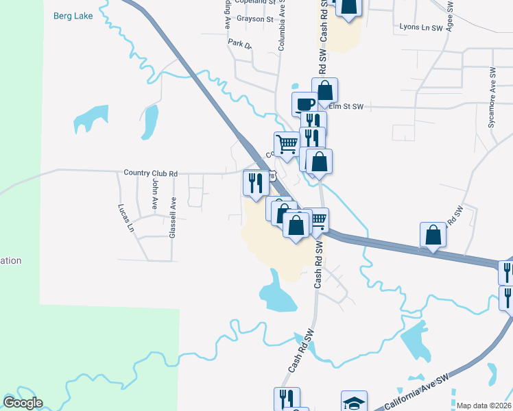 map of restaurants, bars, coffee shops, grocery stores, and more near 1320 U.S. 278 in Camden