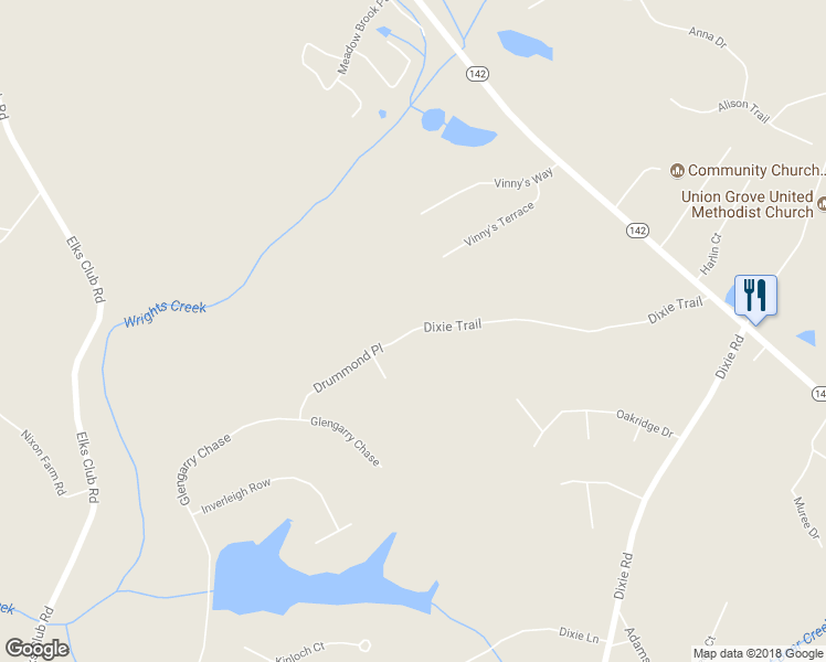 map of restaurants, bars, coffee shops, grocery stores, and more near 105 Drummond Place in Covington
