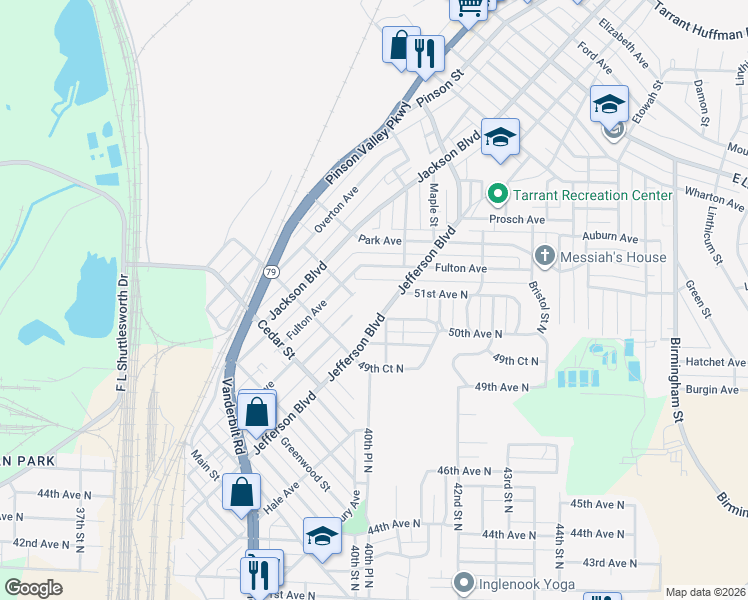 map of restaurants, bars, coffee shops, grocery stores, and more near 1000 Jefferson Boulevard in Birmingham