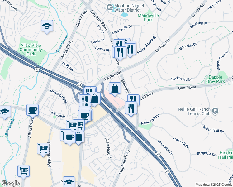 map of restaurants, bars, coffee shops, grocery stores, and more near 15 Mareblu in Aliso Viejo