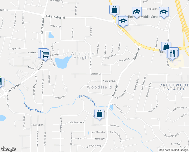 map of restaurants, bars, coffee shops, grocery stores, and more near 2941 Bretton Drive in Rex
