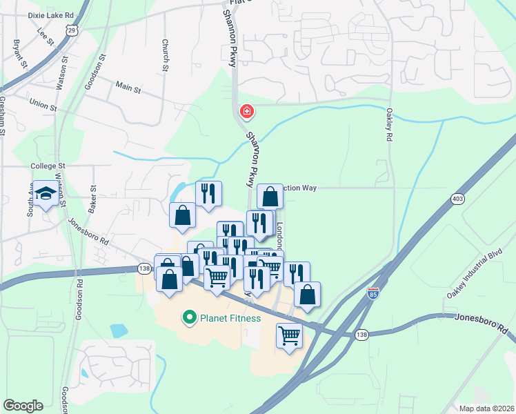 map of restaurants, bars, coffee shops, grocery stores, and more near 6690 Shannon Parkway in Union City