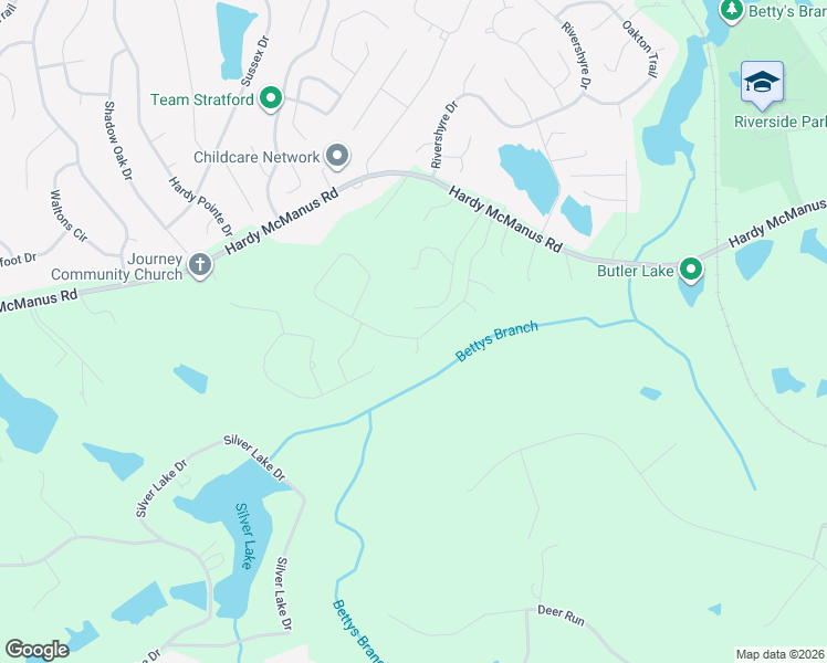 map of restaurants, bars, coffee shops, grocery stores, and more near 419 River Oaks Way in Evans